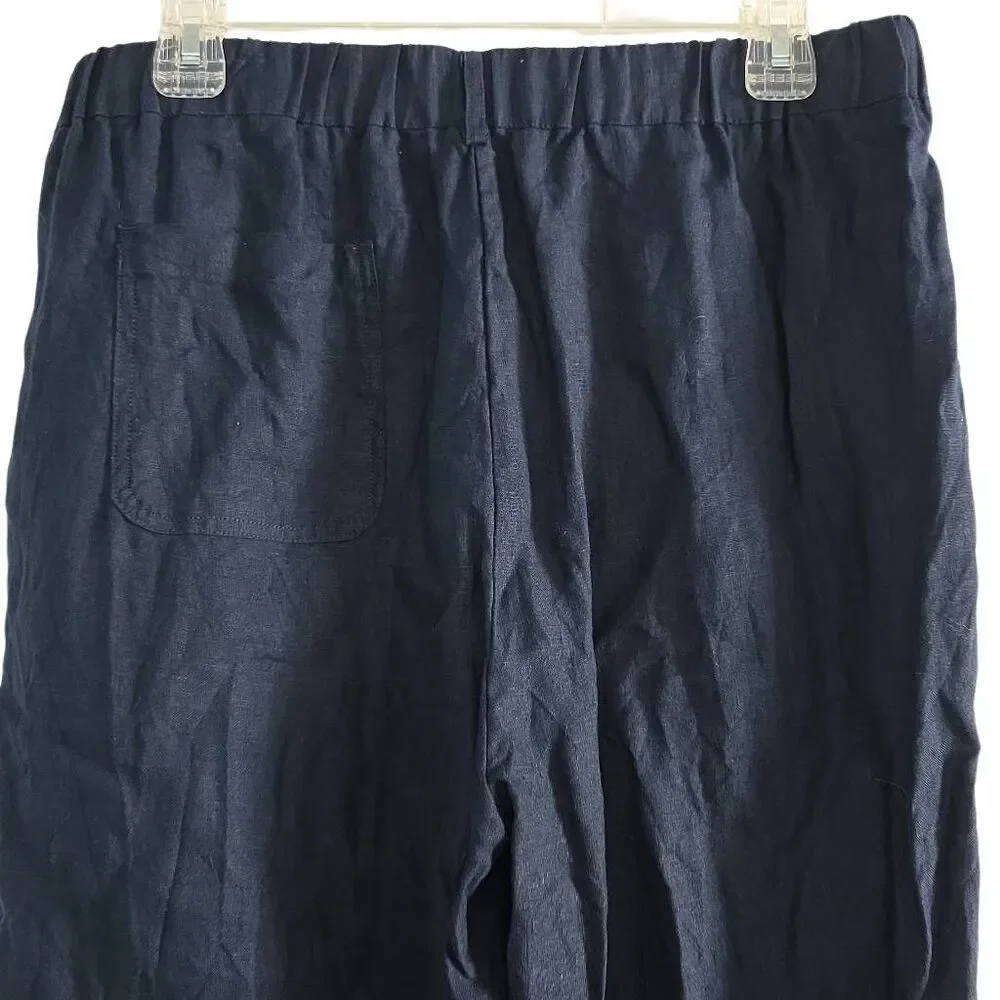 Quince Women's Size Large Navy Blue 100% Linen Pants